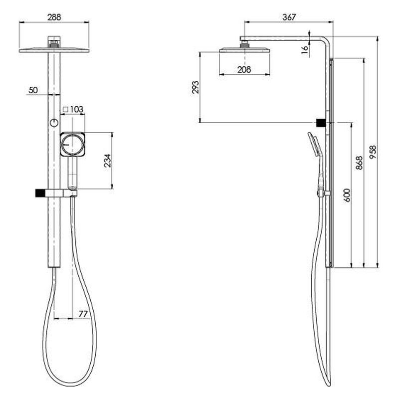 NX Orli Twin Shower - Matte Black