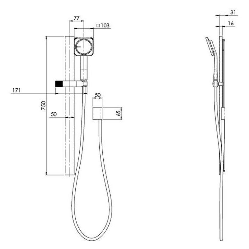 NX Orli Rail Shower - Chrome