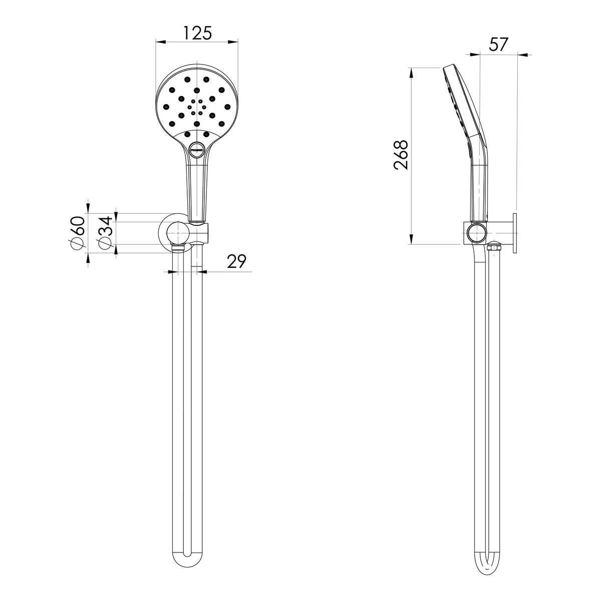 Phoenix Ormond Hand Shower - 4 Star, Brushed Carbon