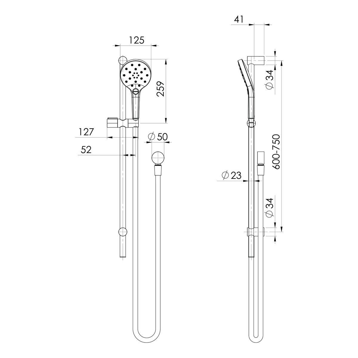 Ormond Rail Shower - Brushed Carbon