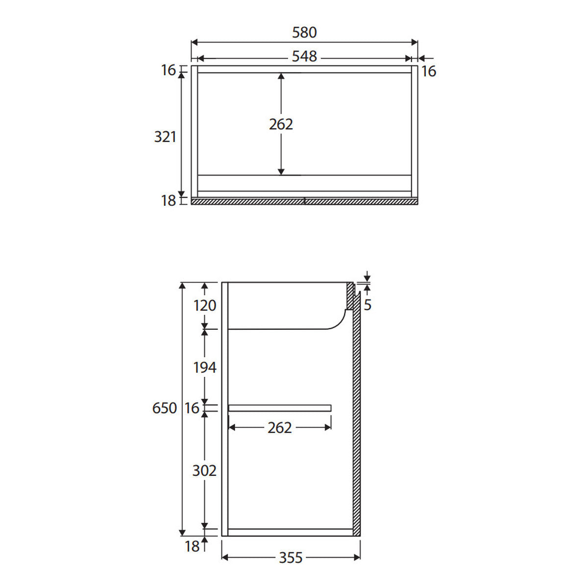 Fienza Siska 600mm Ensuite Depth Wall Hung Cabinet
