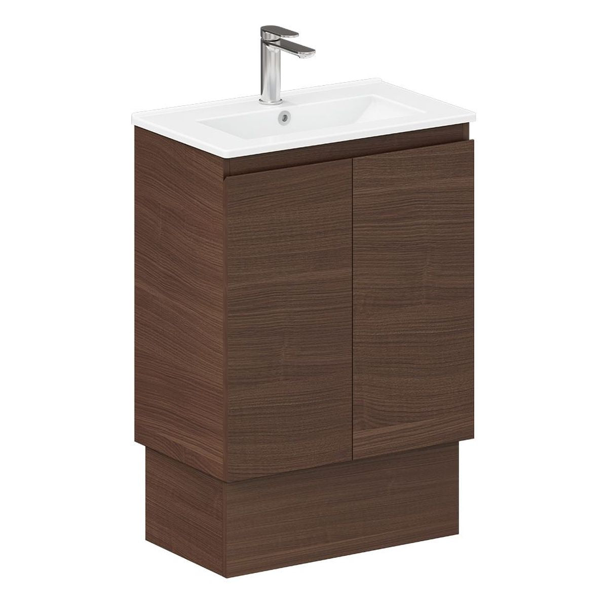 Siska Slim Walnut 600 Vanity on Kickboard