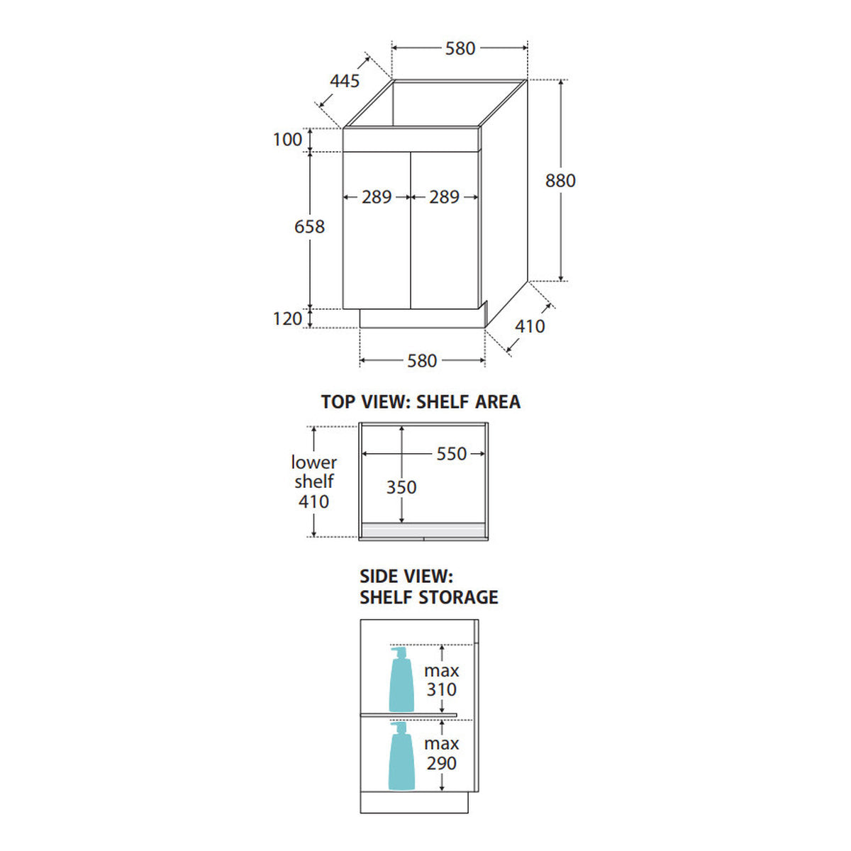 Fienza Unicab 600 Cabinet On Kickboard