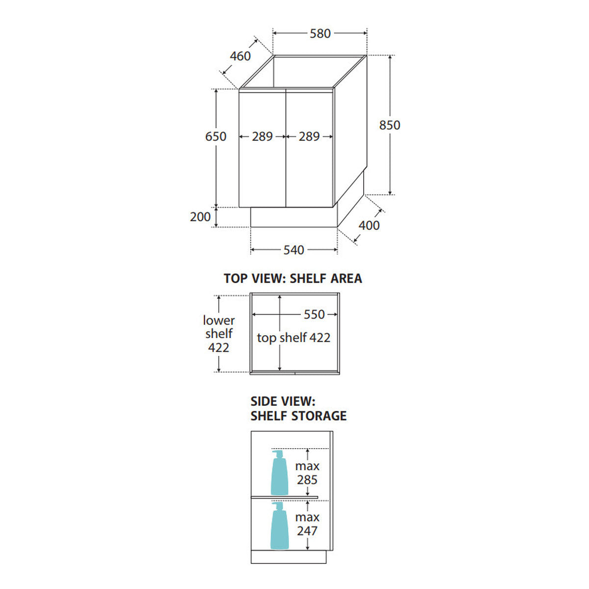 Fienza Edge Industrial 600 Cabinet On Kickboard