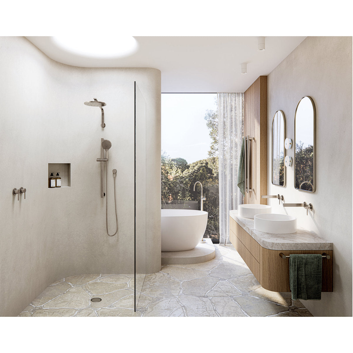 Phoenix Oxley Rail Shower - 4 Star, Brushed Nickel