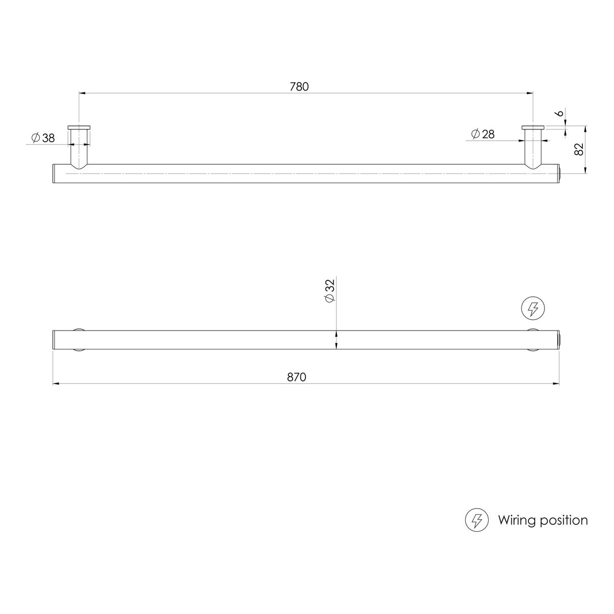 Phoenix Heated Towel Rail Round 800mm - Brushed Carbon