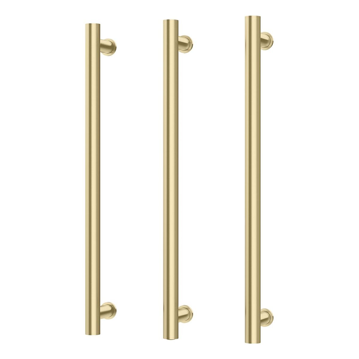 Phoenix Heated Triple Towel Rail Round 600mm - Brushed Gold