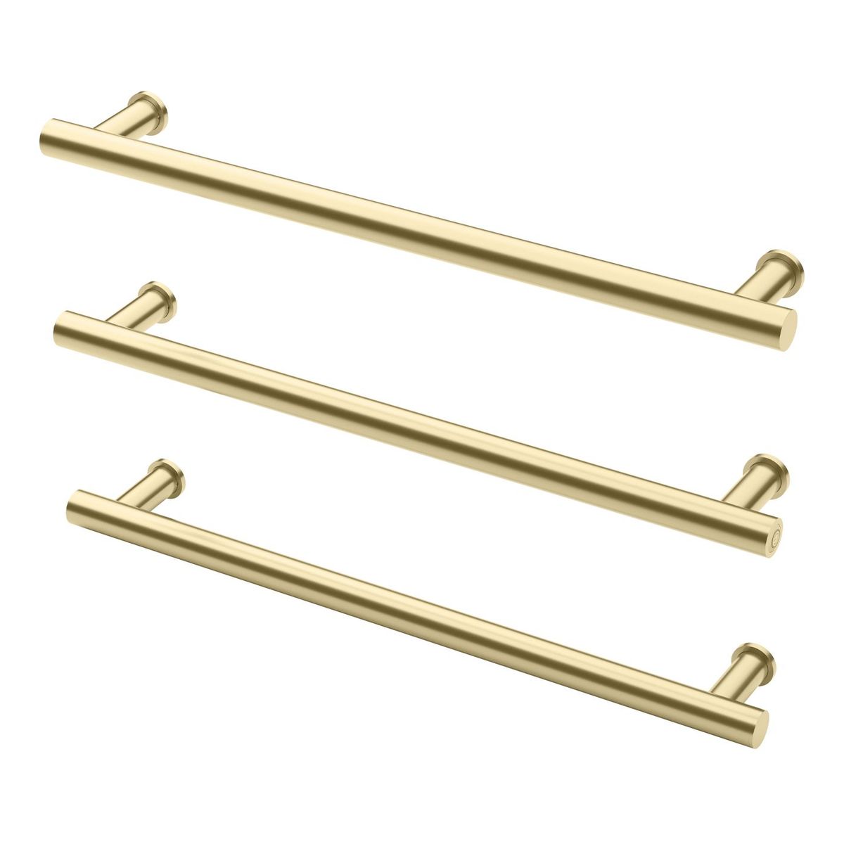Phoenix Heated Triple Towel Rail Round 600mm - Brushed Gold