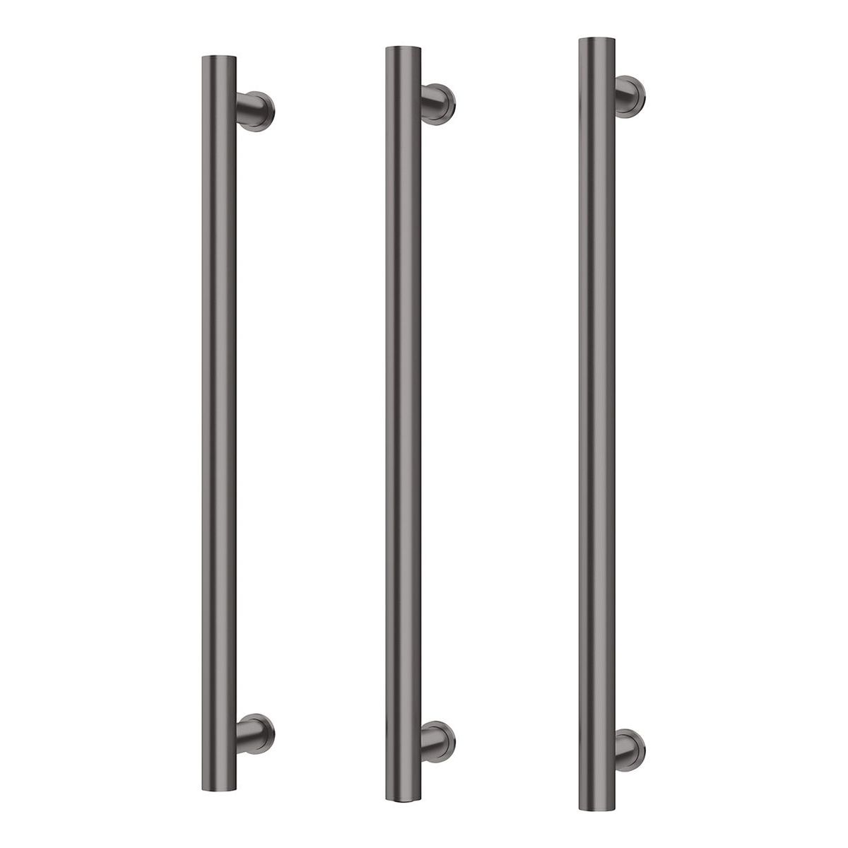 Phoenix Heated Triple Towel Rail Round 600mm - Brushed Carbon