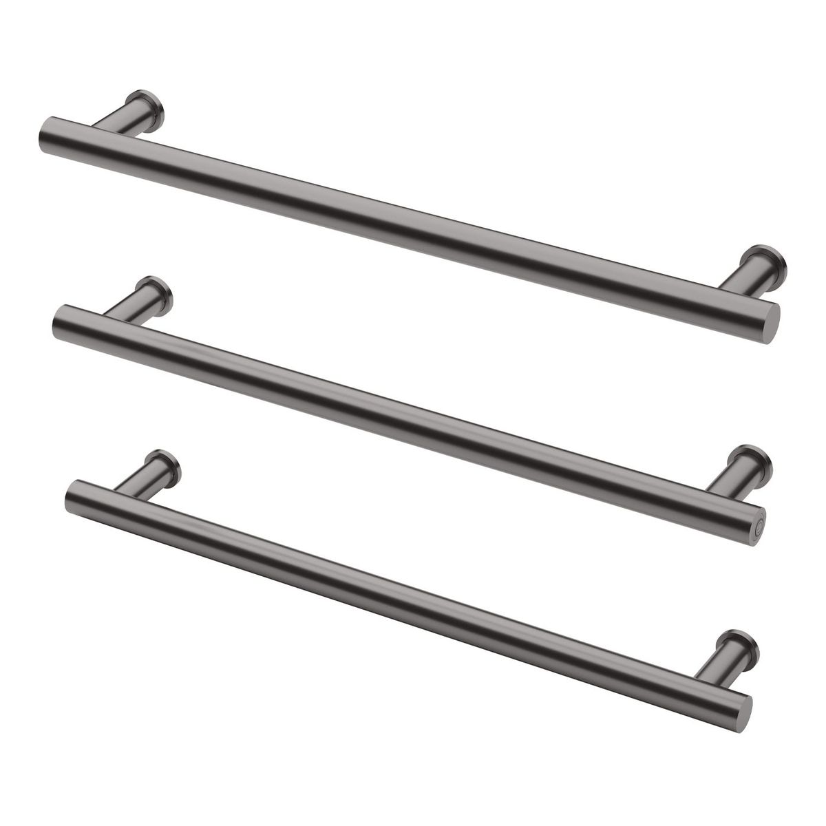 Phoenix Heated Triple Towel Rail Round 600mm - Brushed Carbon