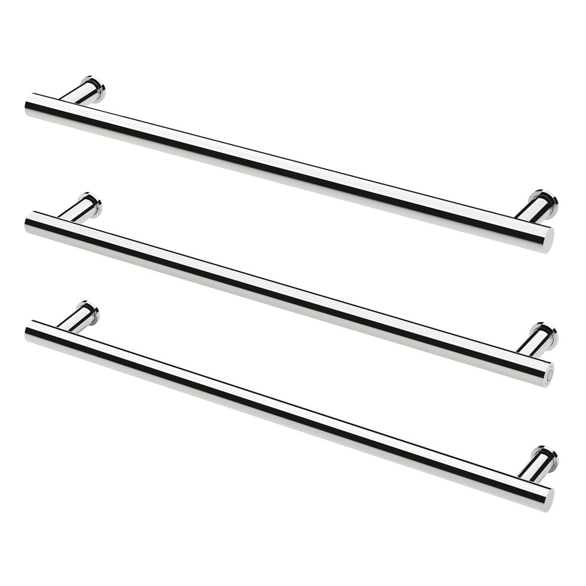 Phoenix Heated Triple Towel Rail Round 800mm - Chrome