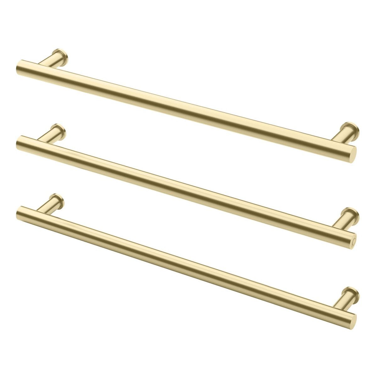 Phoenix Heated Triple Towel Rail Round 800mm - Brushed Gold