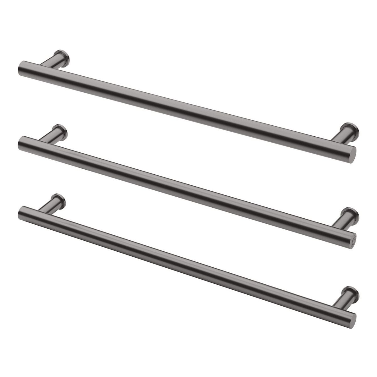 Phoenix Heated Triple Towel Rail Round 800mm - Brushed Carbon