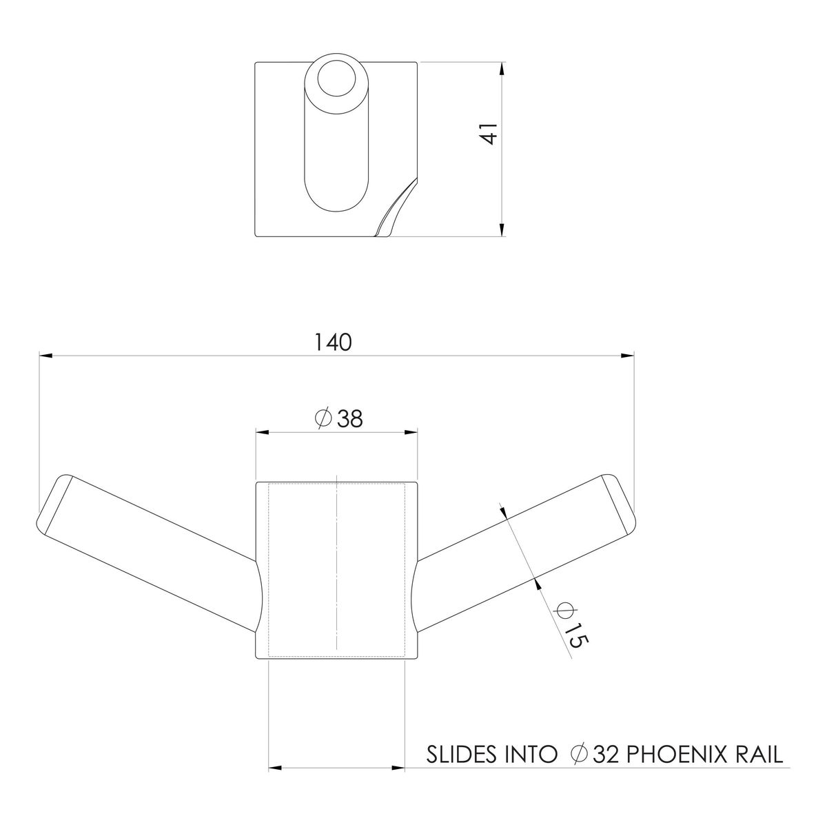 Phoenix Vertical Rail Hook Round - Brushed Carbon