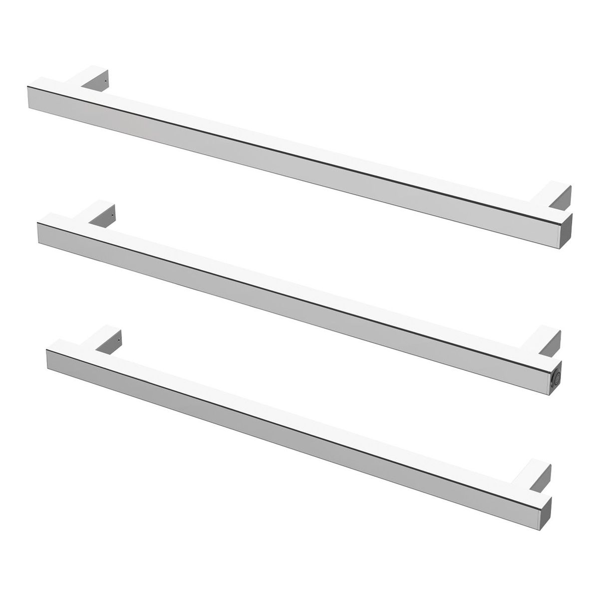 Phoenix Heated Triple Towel Rail Square 600mm - Chrome
