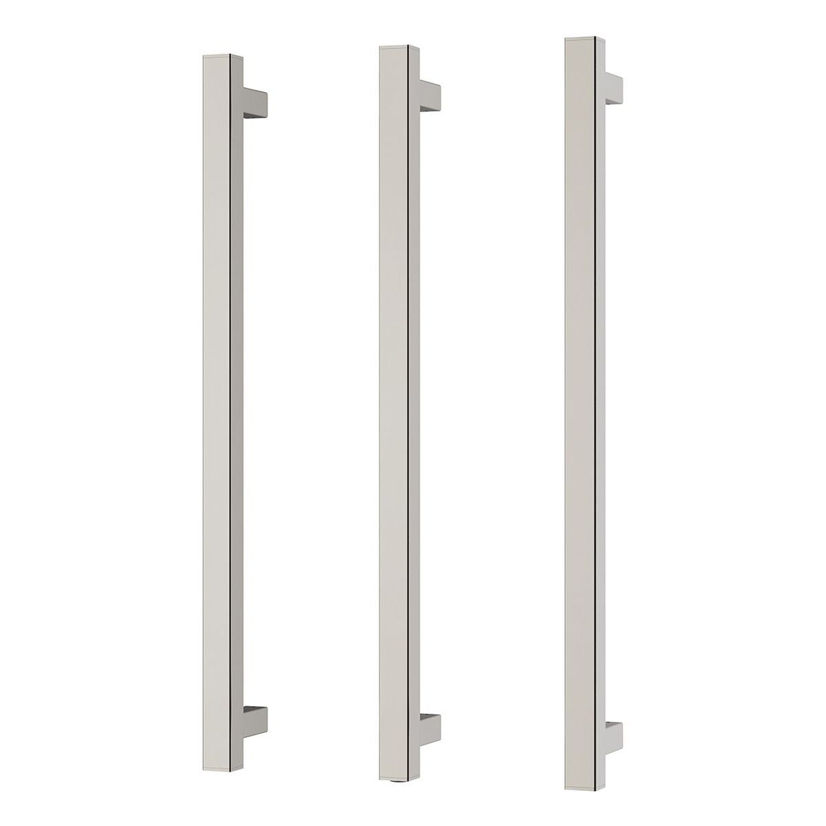 Phoenix Heated Triple Towel Rail Square 600mm - Brushed Nickel