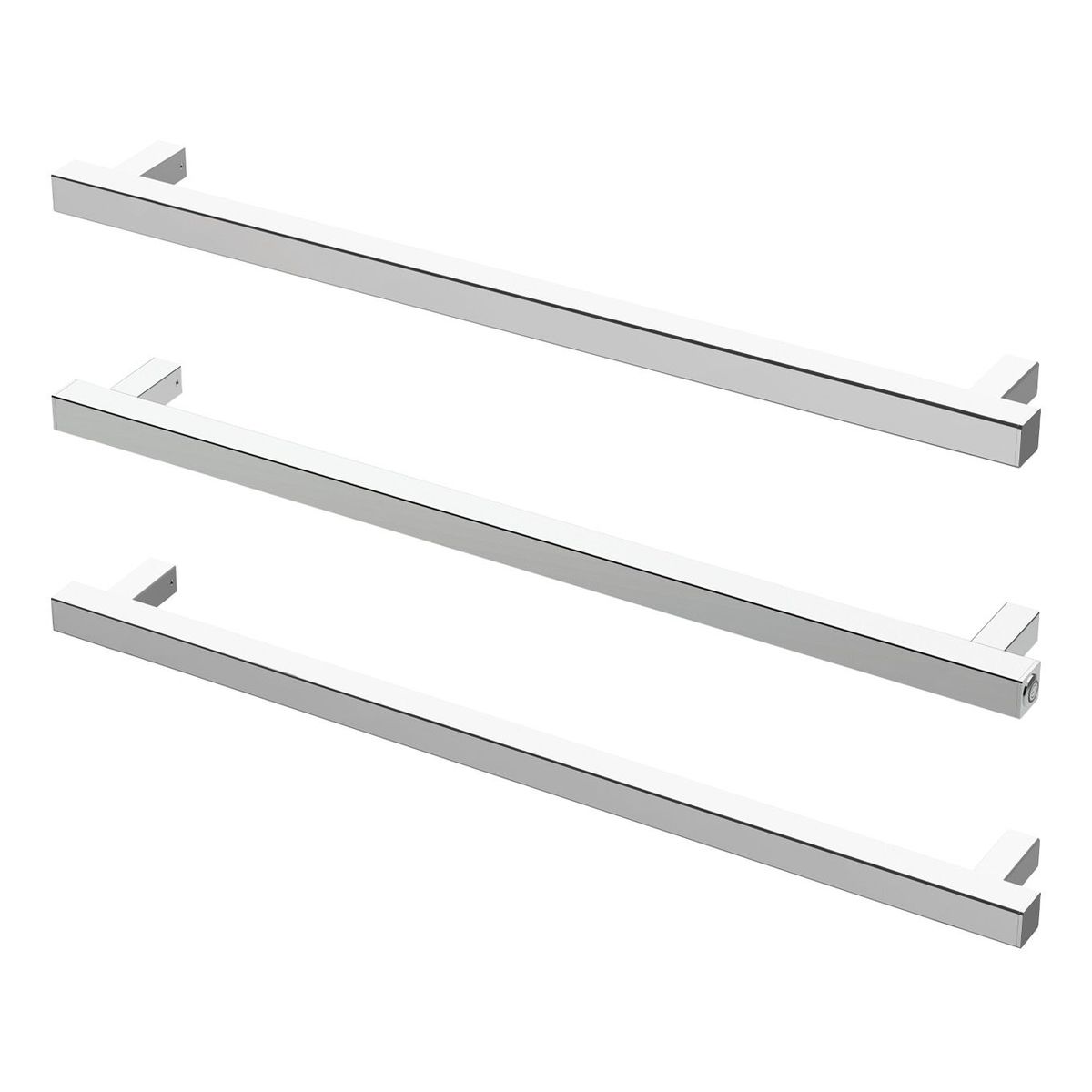 Phoenix Heated Triple Towel Rail Square 800mm - Chrome