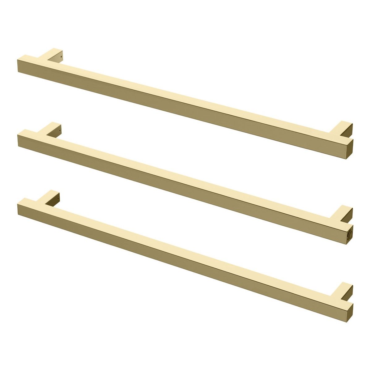 Phoenix Heated Triple Towel Rail Square 800mm - Brushed Gold