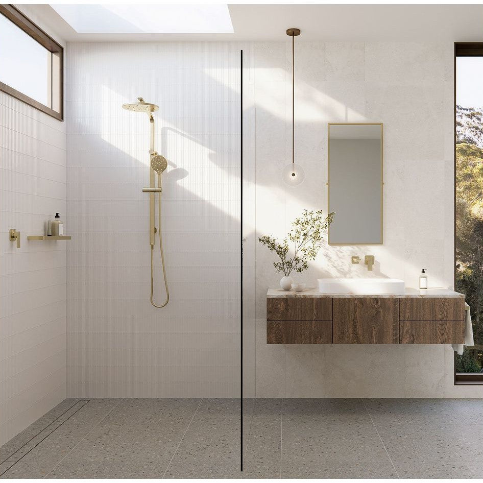 Phoenix Heated Triple Towel Rail Square 800mm - Brushed Gold