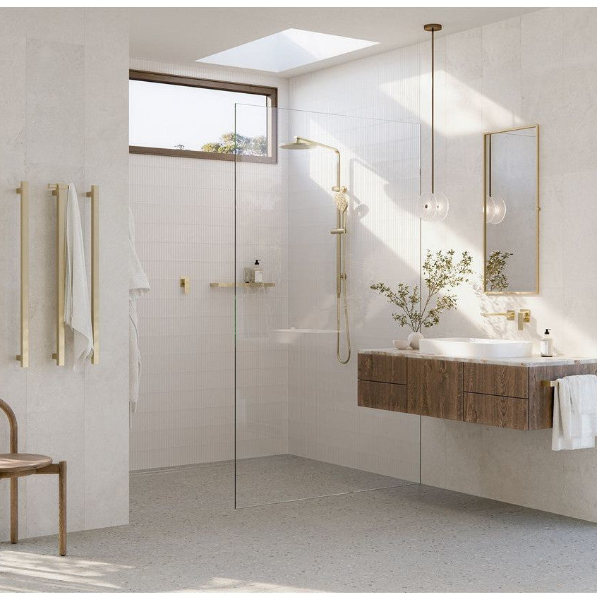 Phoenix Heated Triple Towel Rail Square 800mm - Brushed Gold