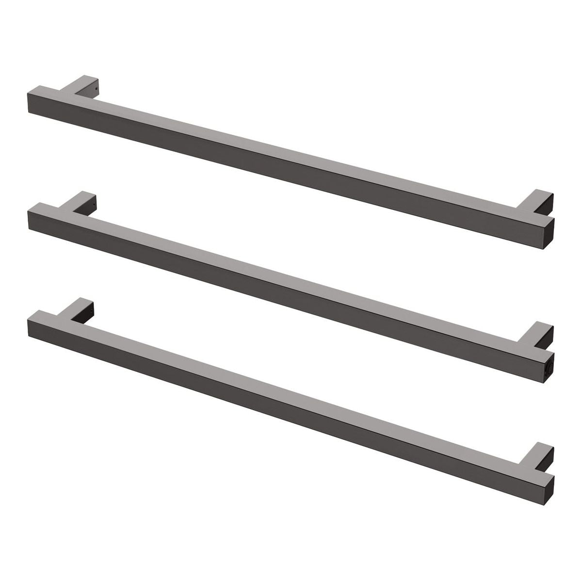 Phoenix Heated Triple Towel Rail Square 800mm - Brushed Carbon