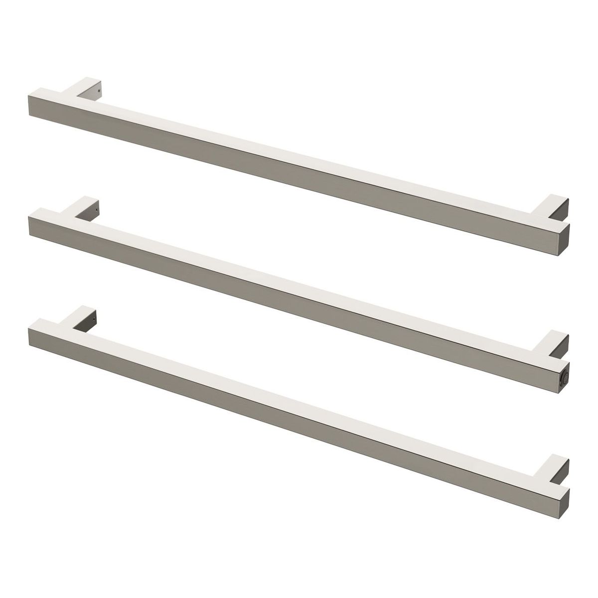 Phoenix Heated Triple Towel Rail Square 800mm - Brushed Nickel