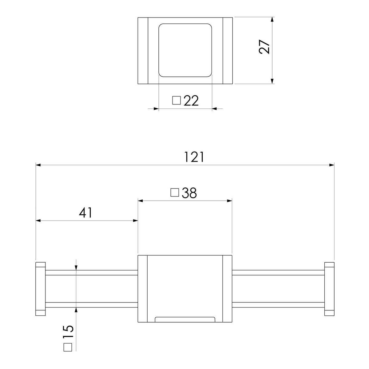 Phoenix Vertical Rail Hook Square - Chrome