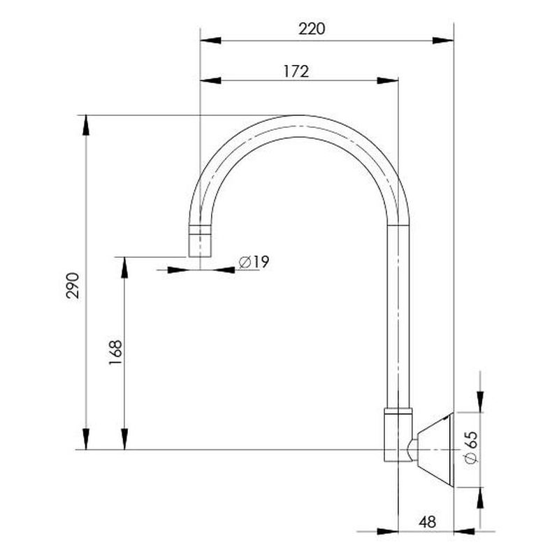 Ivy Wall Sink Outlet 170mm Gooseneck