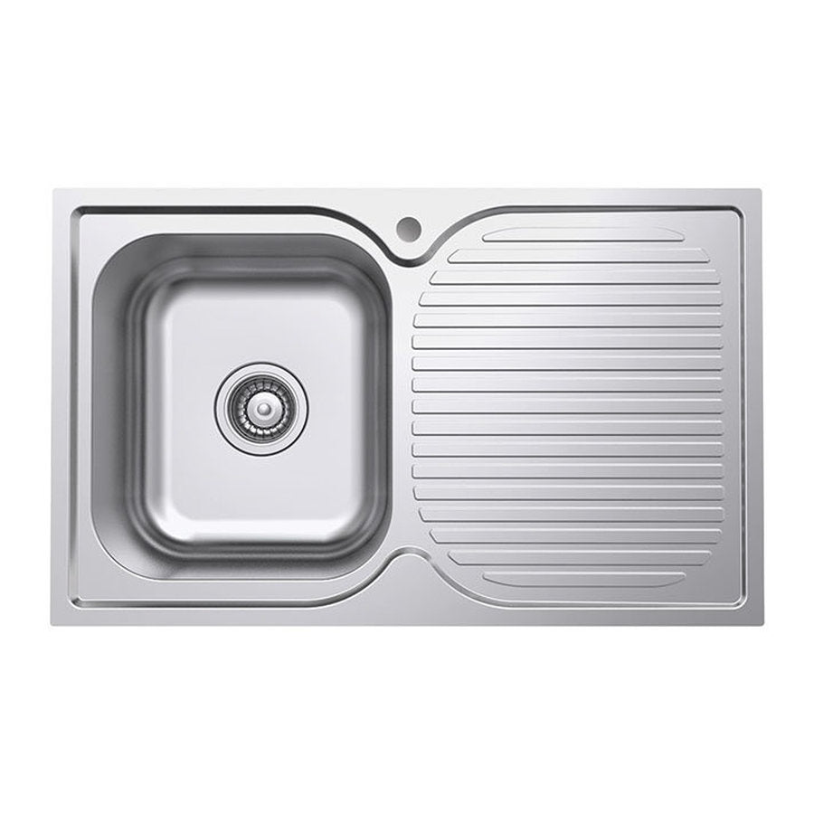 Fienza Tiva 780 Single Kitchen Sink With Drainer, Left Bowl