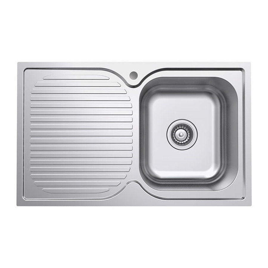 Fienza Tiva 780 Single Kitchen Sink With Drainer, Right Bowl