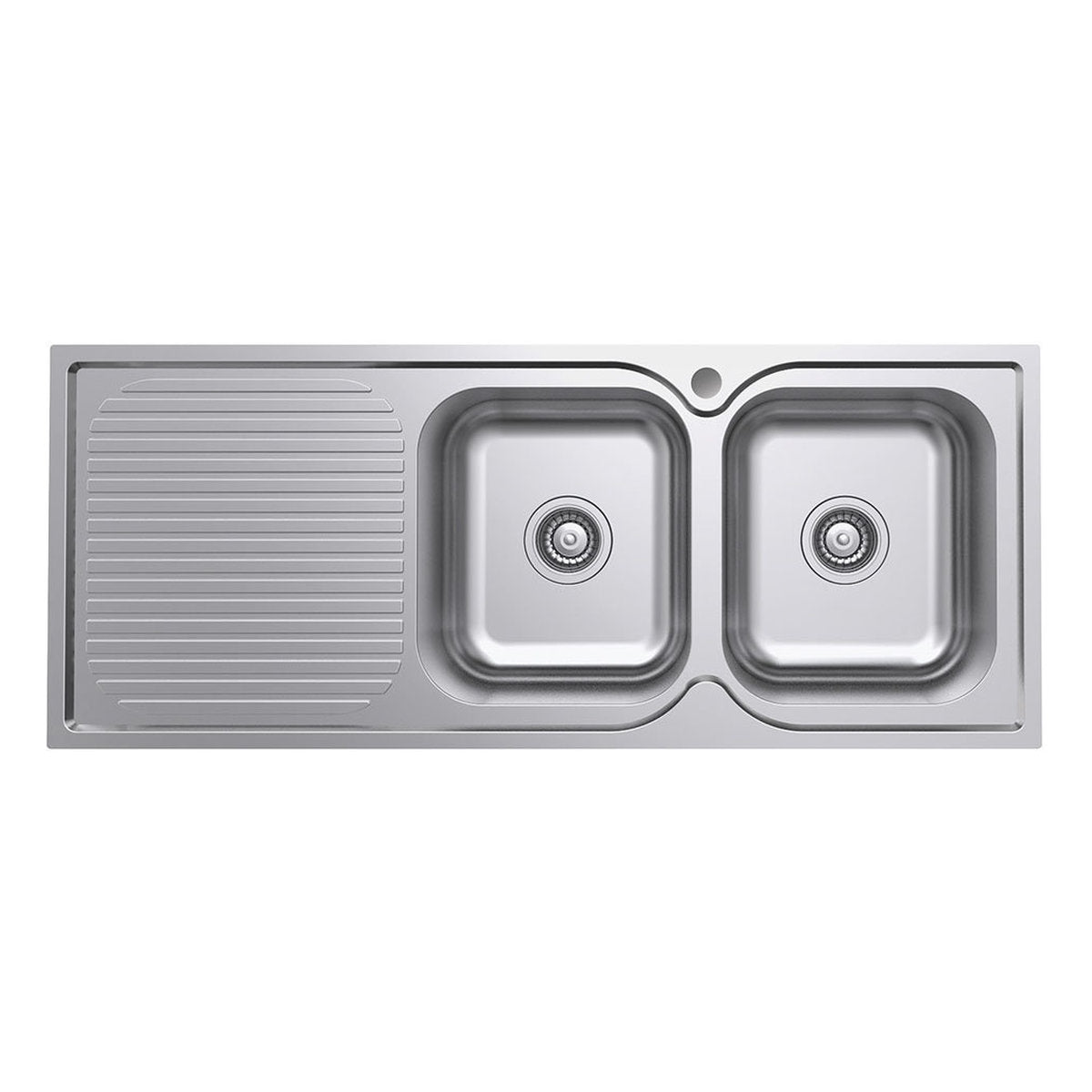 Fienza Tiva 1180 Double Kitchen Sink With Drainer, Right Bowl
