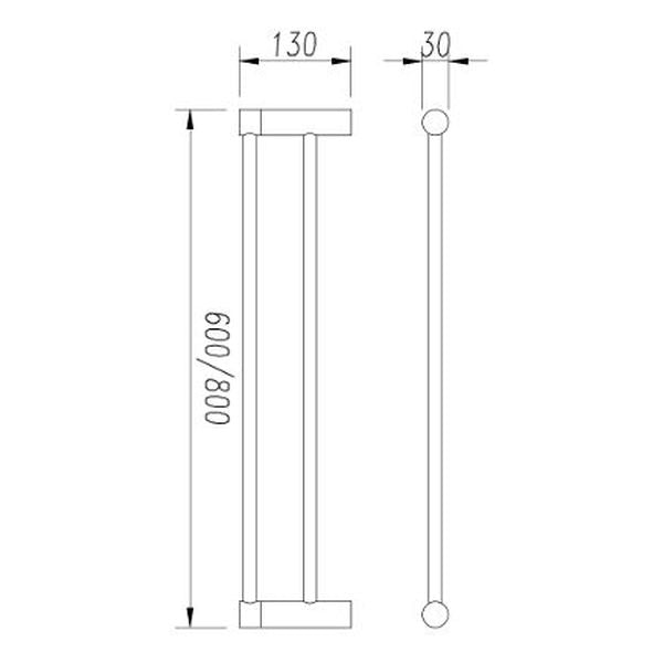 Finesa Double Towel Rail 600mm Matte Black