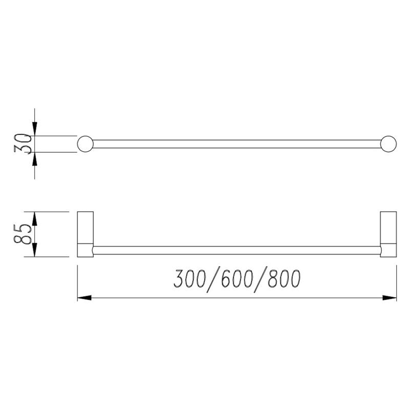 Millennium Finesa Single Towel Rail 600mm Gun Metal