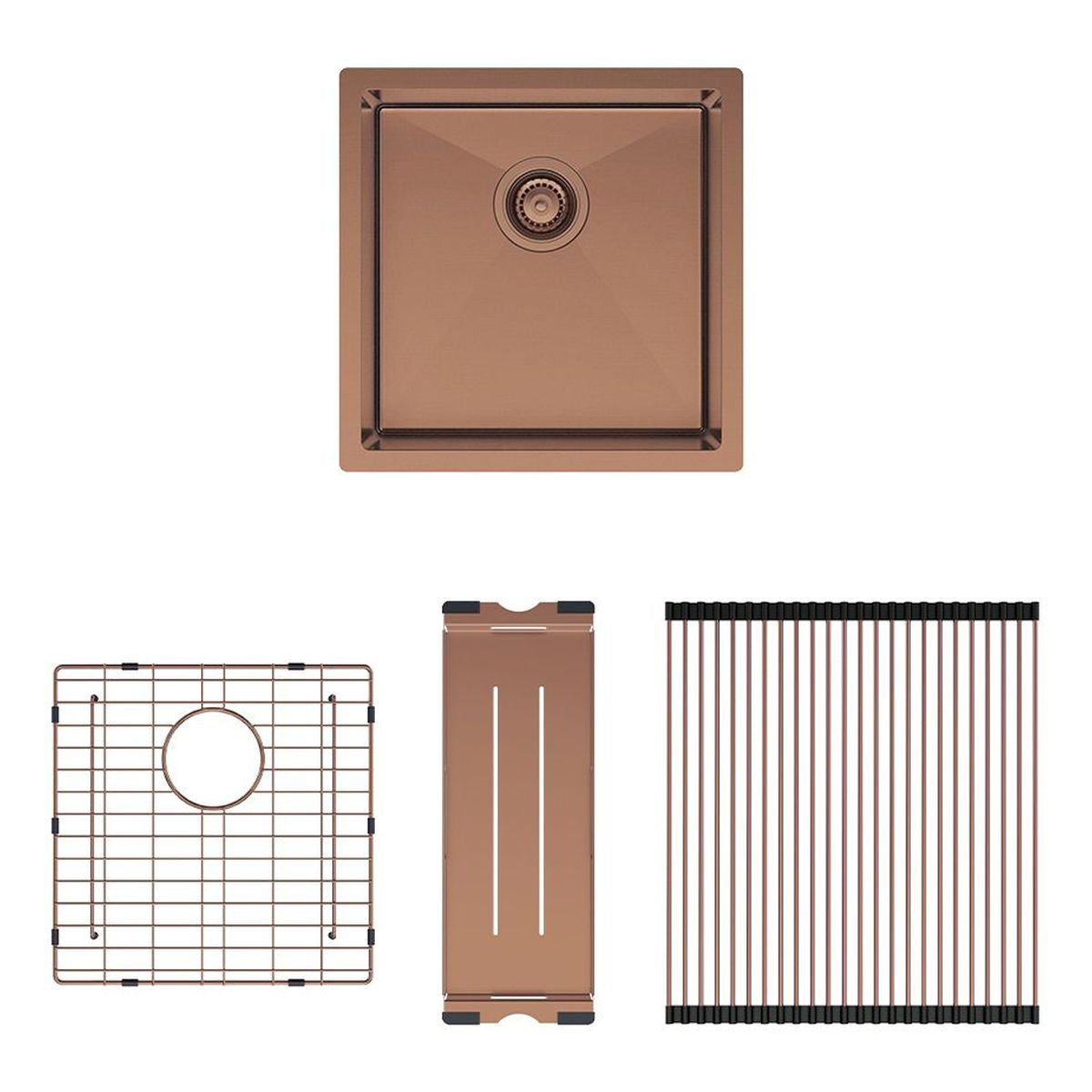 Fienza Hana 32L Single Kitchen Sink, Brushed Copper