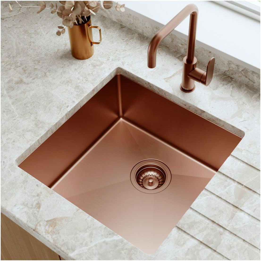 Fienza Hana 32L Single Kitchen Sink, Brushed Copper