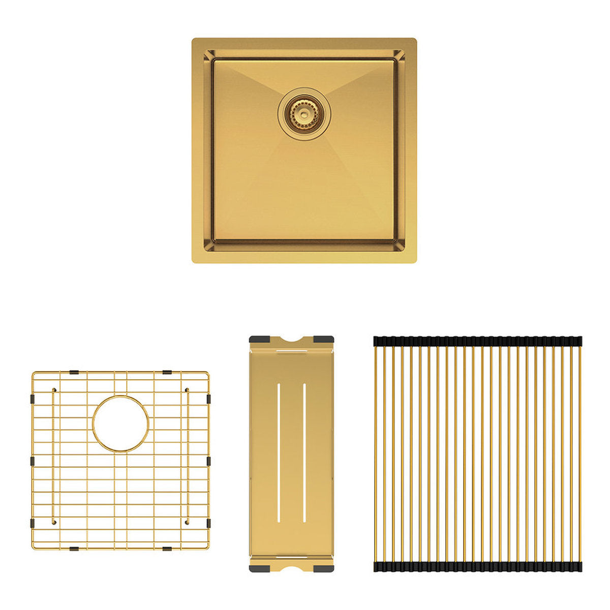 Fienza Hana 32L Single Kitchen Sink, PVD Rugged Brass
