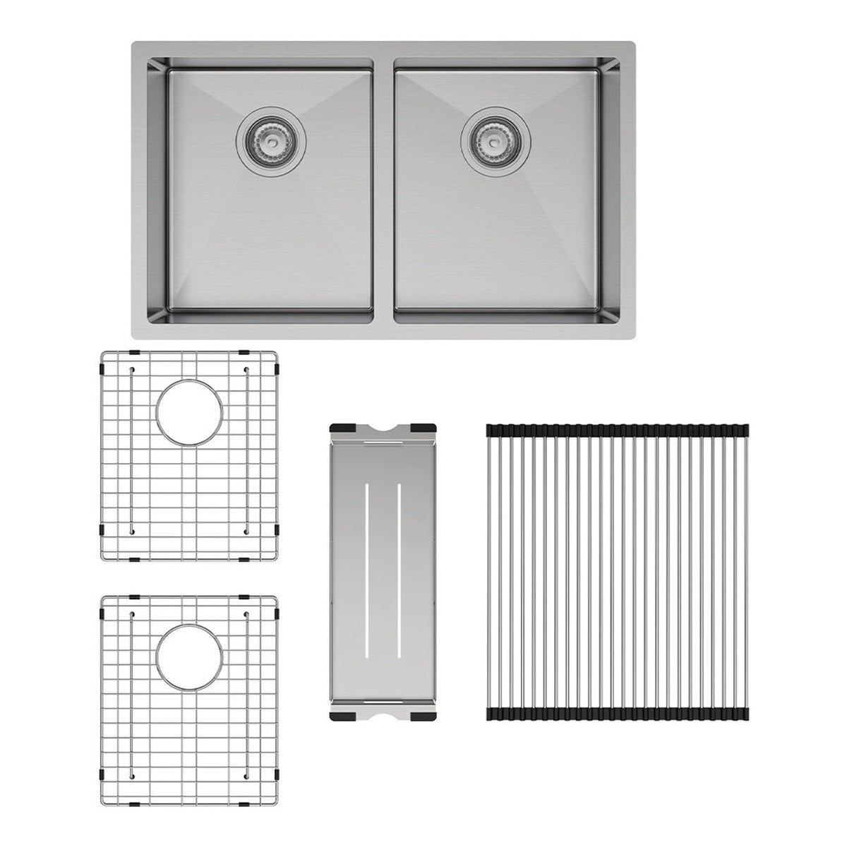 Fienza Hana 27L/27L Double Kitchen Sink, Stainless Steel