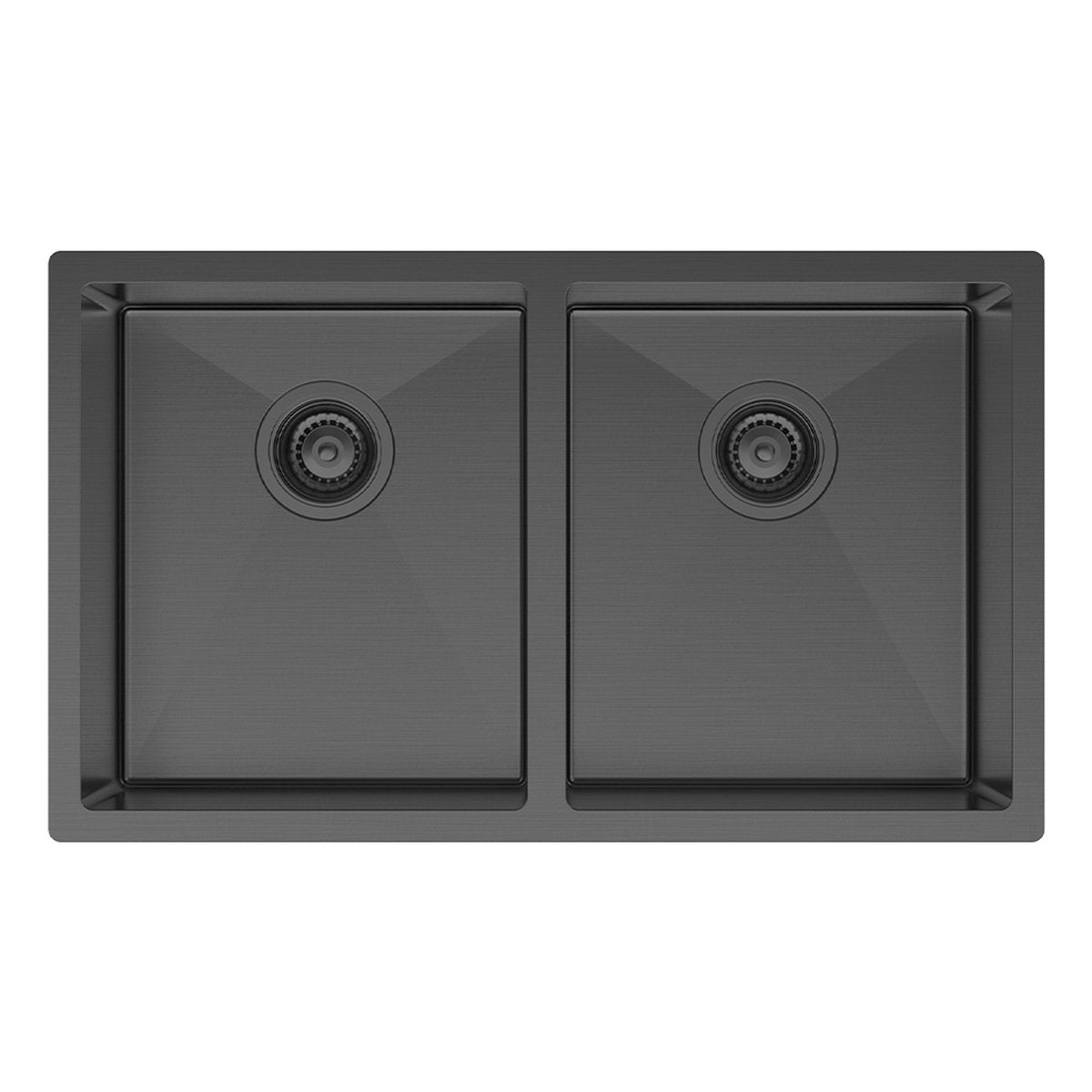 Fienza Hana 27L/27L Double Kitchen Sink, PVD Carbon Metal