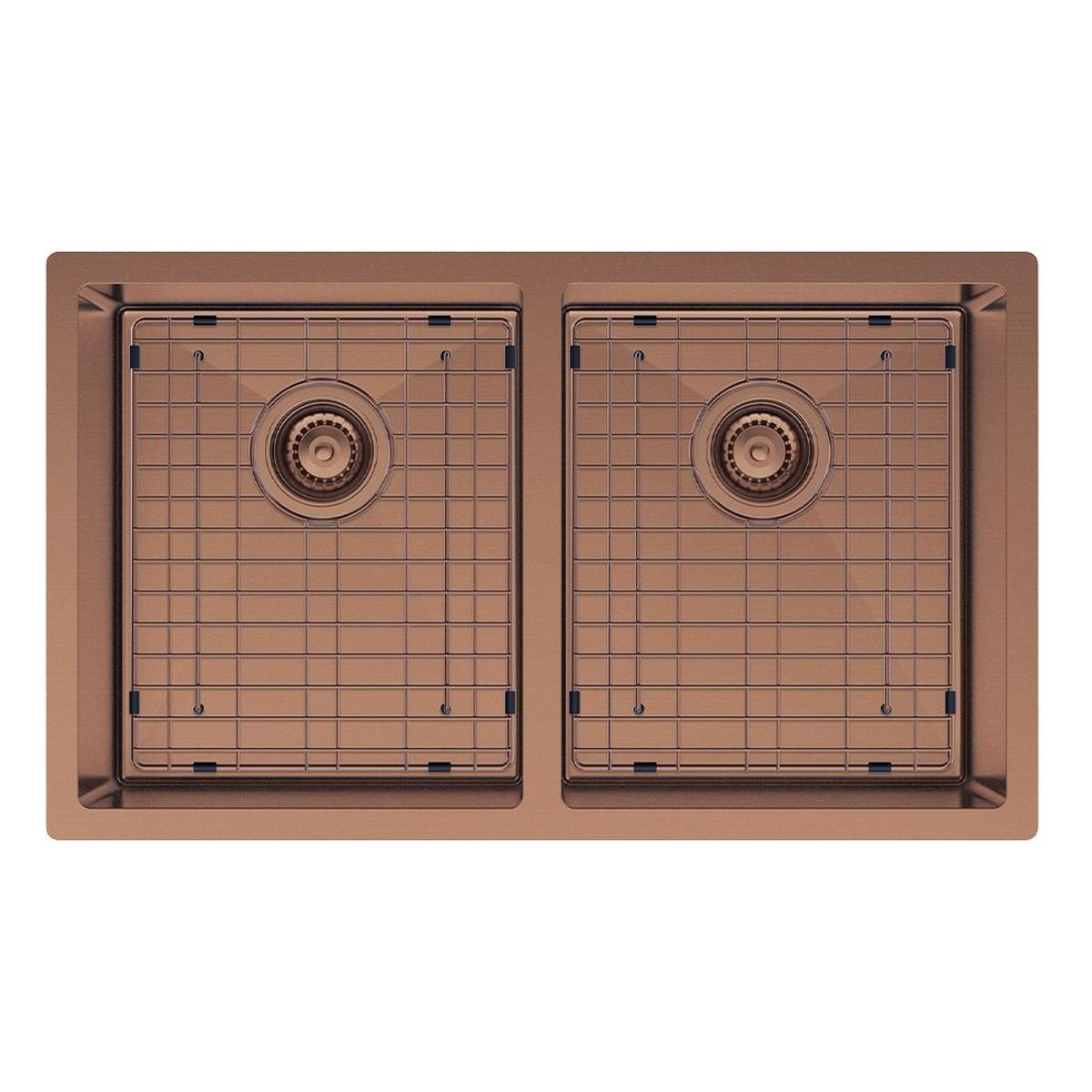 Fienza Hana 27L/27L Double Kitchen Sink, PVD Brushed Copper