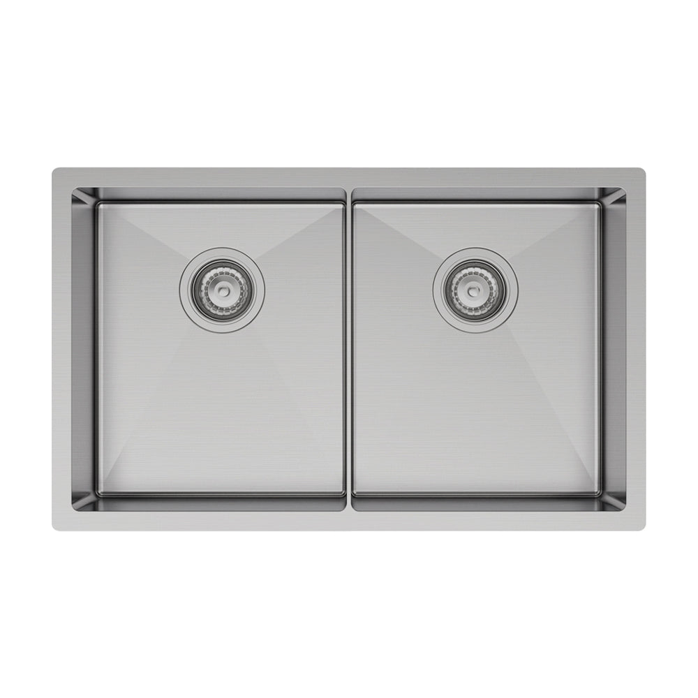 Fienza Hana Slim 27L/27L Double Kitchen Sink, Stainless Steel