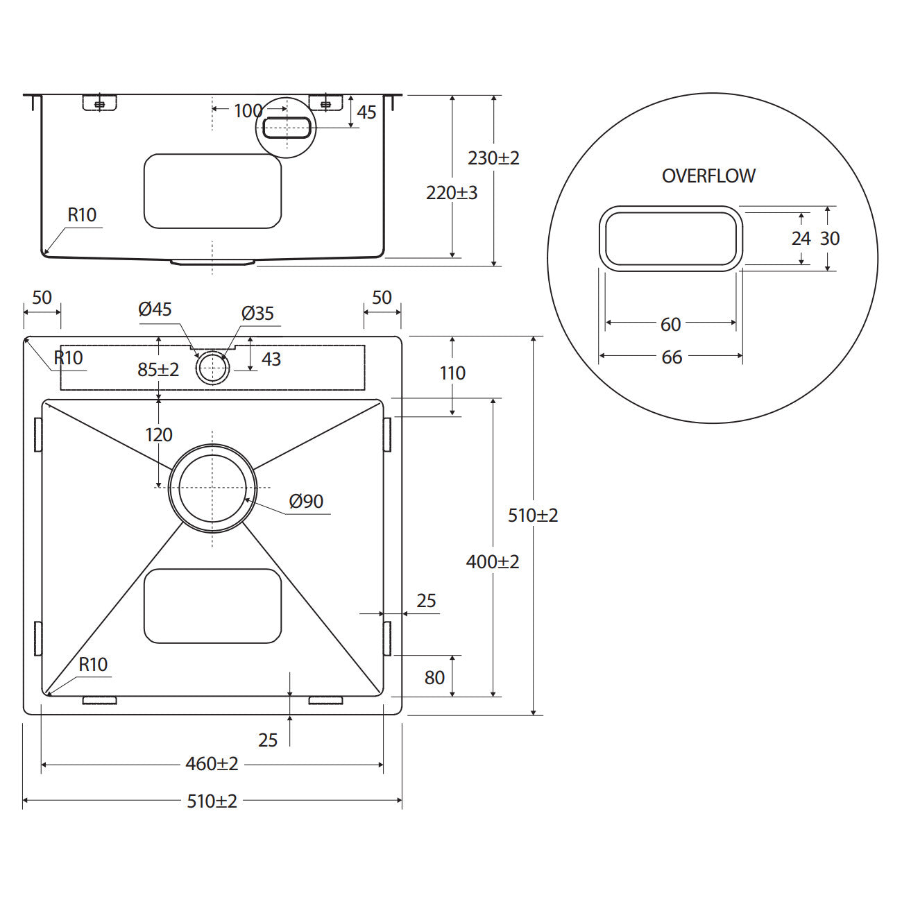 Fienza Hana 42L Laundry Sink with Overflow