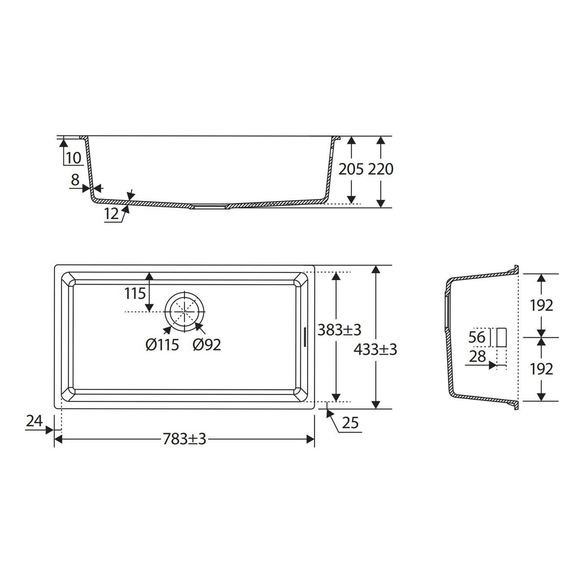 Kuro Granite 49L Single Bowl Kitchen Sink, Matte Black