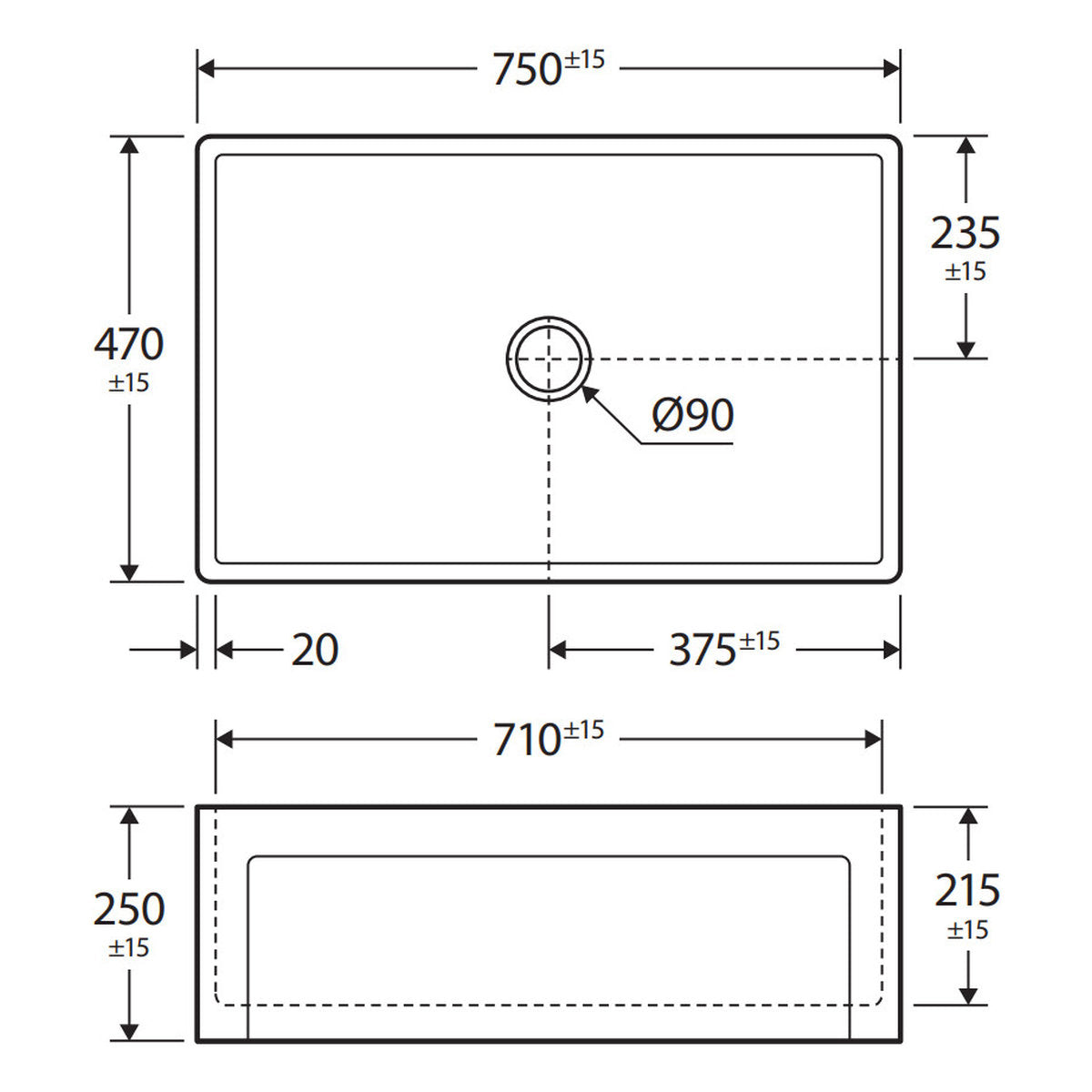 Fienza Winston Single Butler Sink, Medium
