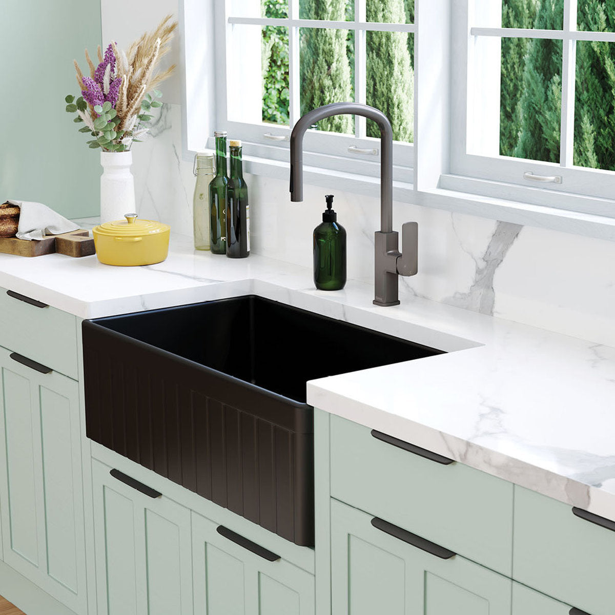 Fienza Benson Single Butler Sink, Large, Matte Black