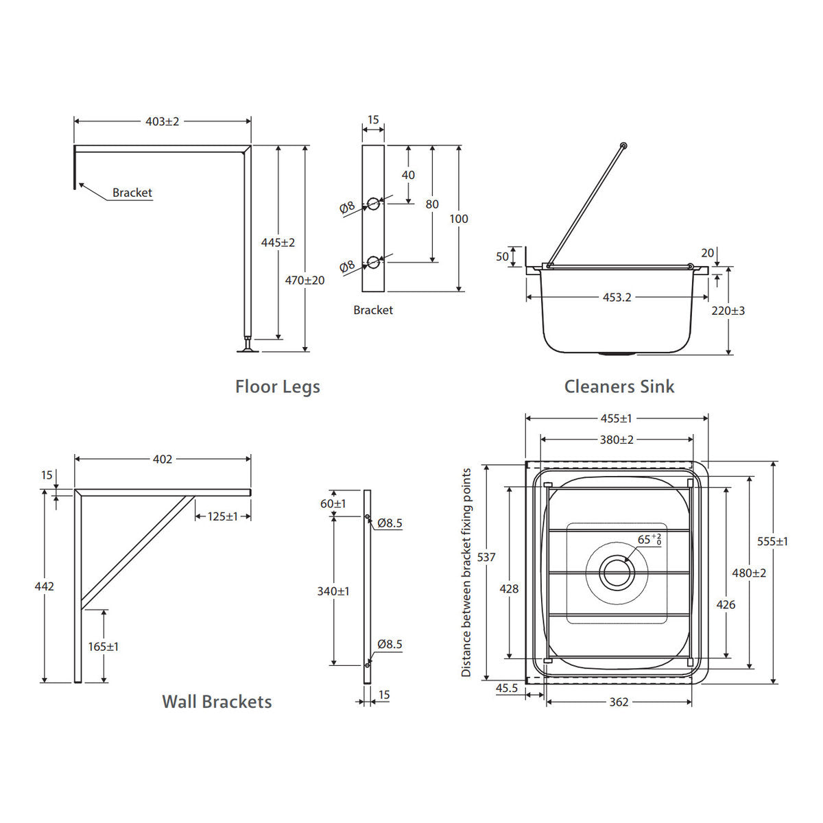 Fienza Cleaners Sink With Wall Brackets Kit