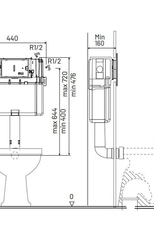 Studio Bagno Expert Evo (Mechanical) Low Level/Under Bench Cistern - Mechanical