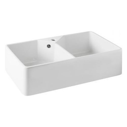 Chester 80 x 50 Double Flat Front Fine Fireclay Farmhouse Butler Sink, 1 Taphole