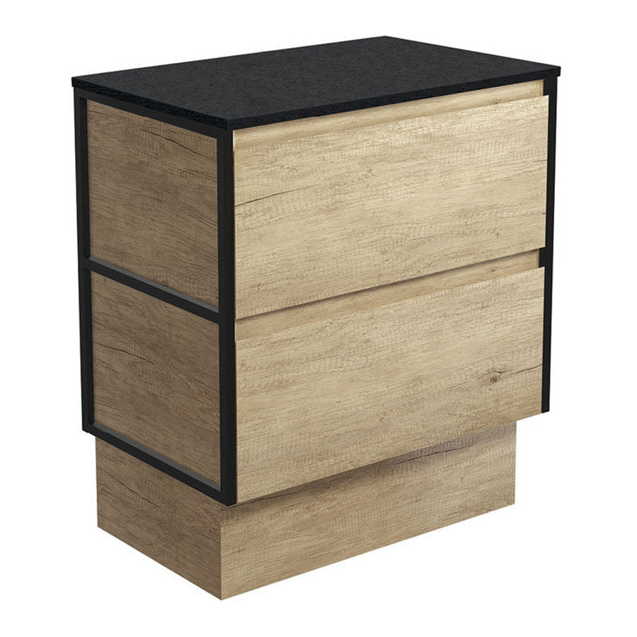 Fienza Amato Scandi Oak 750 Cabinet On Kickboard, Matte Black Frames