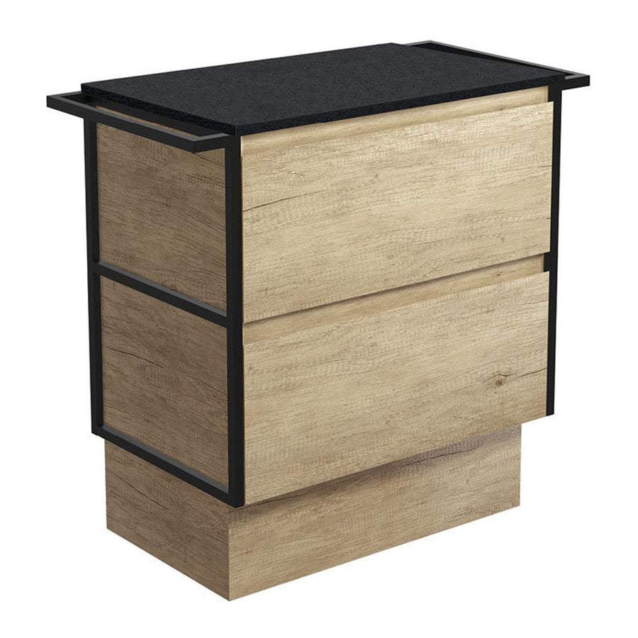 Fienza Amato Scandi Oak 750 Cabinet On Kickboard, Matte Black Towel Rails