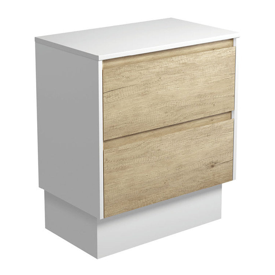Fienza Amato Scandi Oak 750 Cabinet On Kickboard, Satin White Panels